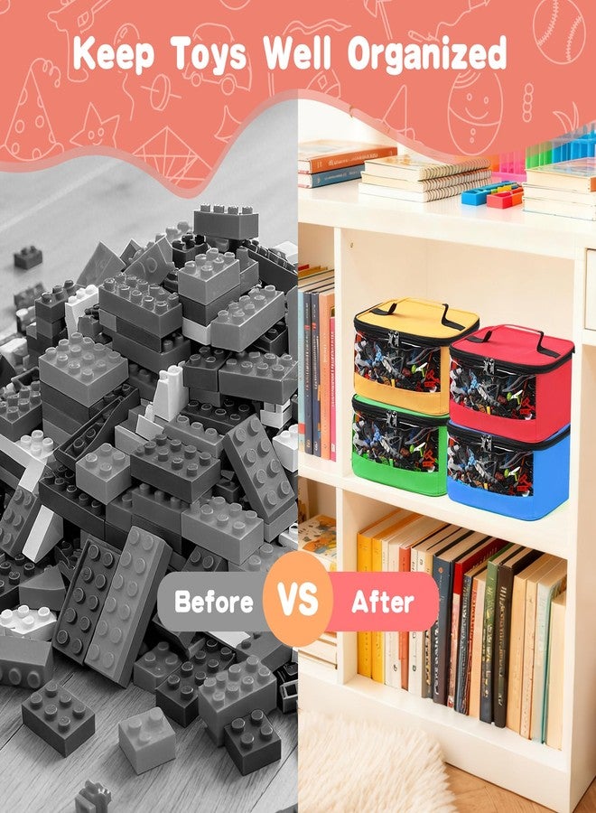 Mecozone 4 PCS Toy Storage Bags, Transparent PVC Toy Organizer Bag with Manual Pocket for Classic Building Bricks, Puzzles, Toy Cars, Large Size, Multicolor - Image 4