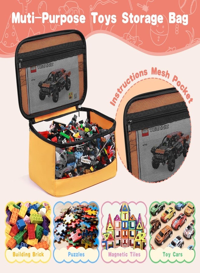 Mecozone 4 PCS Toy Storage Bags, Transparent PVC Toy Organizer Bag with Manual Pocket for Classic Building Bricks, Puzzles, Toy Cars, Large Size, Multicolor - Image 2