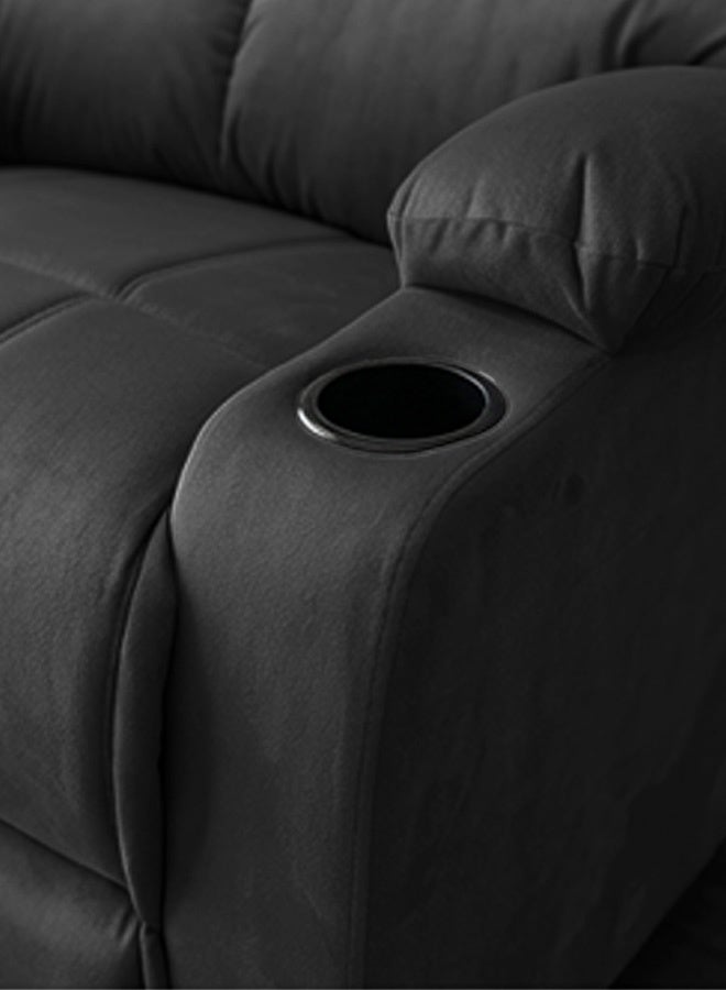 REGAL IN HOUSE Cinematic Velvet Upholstered Classic Recliner Chair With Bed Mode - Black - 90x95x80cm - Image 4