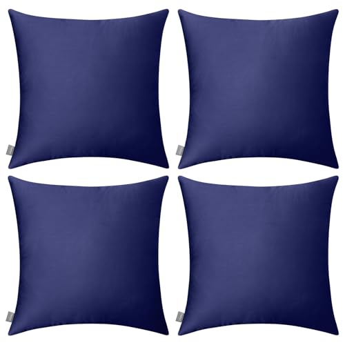 Thmyo 4Pack 100 Cotton Comfortable Solid Decorative Throw Pillow Case Square Cushion Cover Pillowcase Sublimation Blank Pillow Covers Halloween DIY Throw Pillowcase20x20inch50x50cmDark Blue