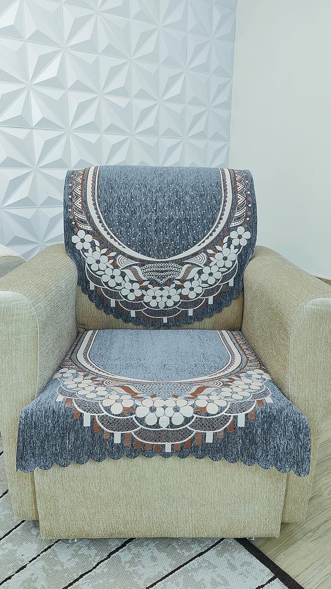 Ultrasonic Cut Velvet Chenille Sofa Cover for 5 Seater 311 Sofa Venue Grey_1 6 Piece Set Sofa Slipcovers