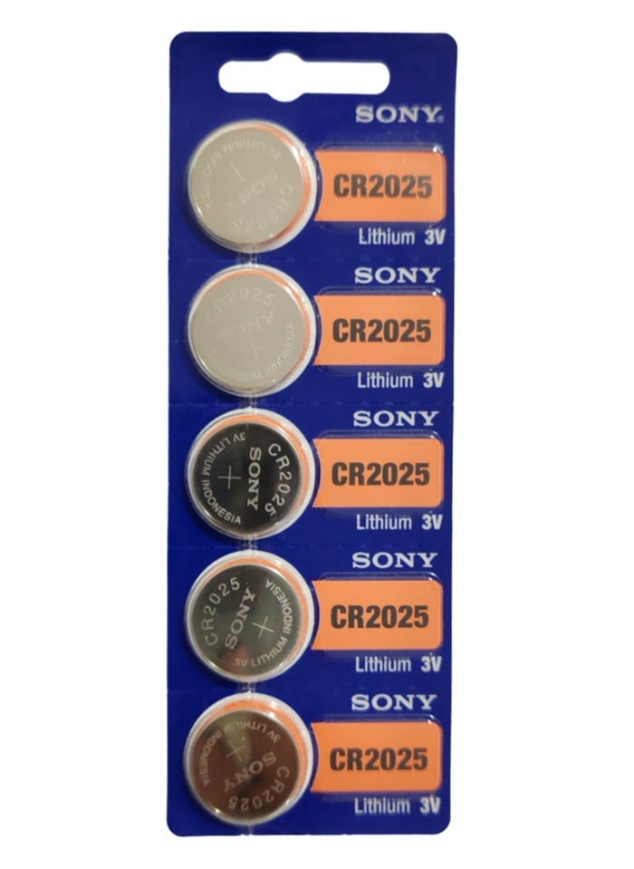 Sony CR2025 Lithium 3V Battery 5 Pcs