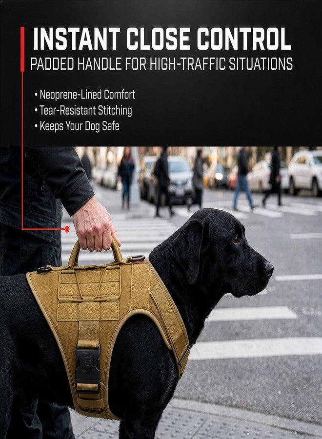Albcorp Tactical Dog Harness - Heavy Duty, No-Pull Training Vest for Large Breeds, Military Service Dog Vest with Front Leash Clip, Hook & Loop Panels, Padded Handle – Black, Large - Image 5