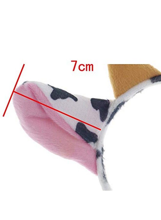 Hosfairy Funny Cartoon Dairy Cow Ears And Horns Design Headband Hairhoop Hair Accessiores For Party Show Performance(White/Black) - Image 3