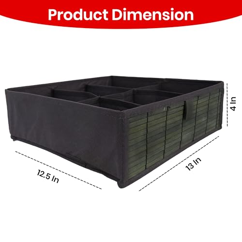 Prime Pick Storage Organizer Box Foldable Cloth Innerwear Socks Organizer Lid Covered Wardrobe Drawer Closet Storage Container Breathable Fabric Easy Carry Handles Grey Pack of 2 - Image 2
