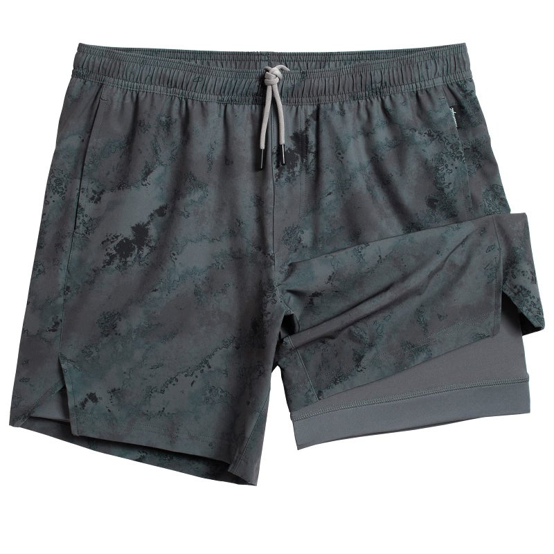 maamgic Gym Shorts for Men 7 inch Inseam with Liner Stretch 2 in 1 Workout Shorts Men Quick Dry Athletic Running Shorts Green Gray Medium - Image 1