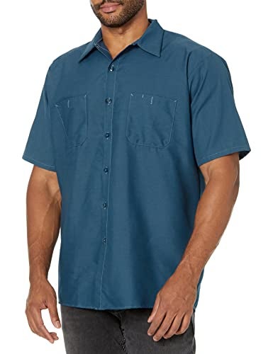 Red Kap Men's Industrial Work Shirt, Short Sleeve, Dark Blue, 2X-Large - Image 1