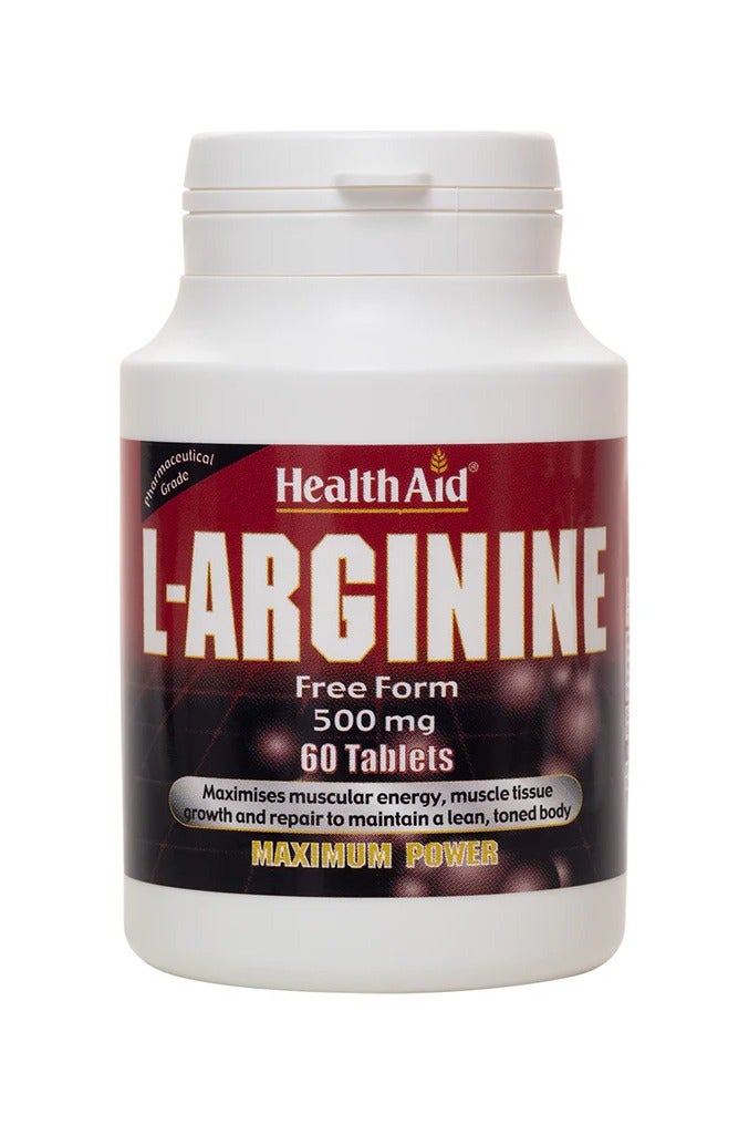 Health Aid HealthAid L-Arginine 500mg – 60 Tablets, Supports Circulation & Protein Metabolism - Image 1
