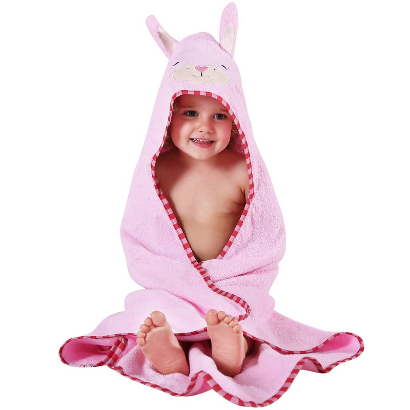 MICHLEY Animal Face Hooded Baby Towel Cotton Bathrobe for Boys Girls 06 Year Light Pink