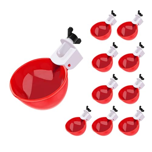 INIMAGINE 10 Pcs Chicken Feeder and Drinker, Chicken Feeder Cup, Poultry Farm Equipment Poultry Automatic Drinking Bowl - Image 1