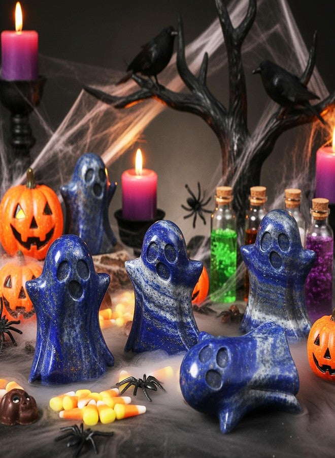 Artistone Lapis Lazuli Ghost Figurine Hand Carved Gemstone Crystal Statues Reiki Healing Stone Halloween Carnival Party Decor - Image 4