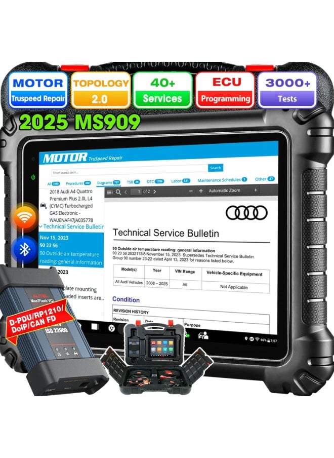 Autel - Autel MaxiSys MS909 Smart Diagnostics Tool, 2025 New Motor TruSpeed Same as MS919 MSUltra, TSB, Repair Tips, Topology 2.0, Up of Elite 2 PRO, ECU Programming/Coding, 40+ Service, 3K+ Active Tests - Image 1