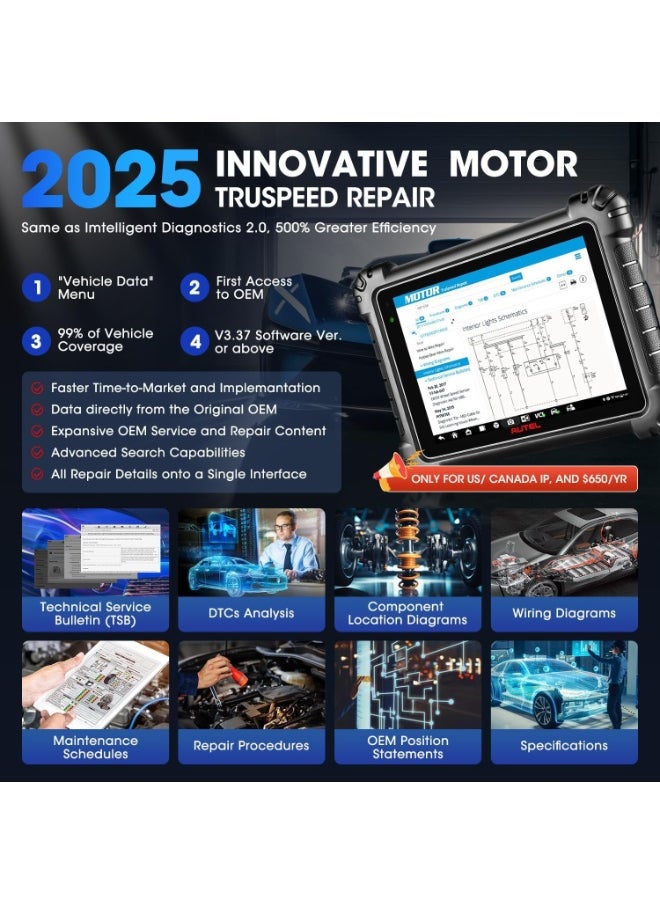 Autel - Autel MaxiSys MS909 Smart Diagnostics Tool, 2025 New Motor TruSpeed Same as MS919 MSUltra, TSB, Repair Tips, Topology 2.0, Up of Elite 2 PRO, ECU Programming/Coding, 40+ Service, 3K+ Active Tests - Image 1