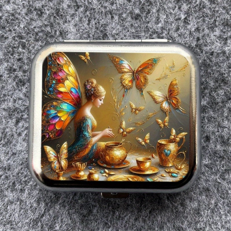 Metallic Color Butterfly Mini Ashtray Portable Outdoor Pocket Car Smoking Accessories - Image 1