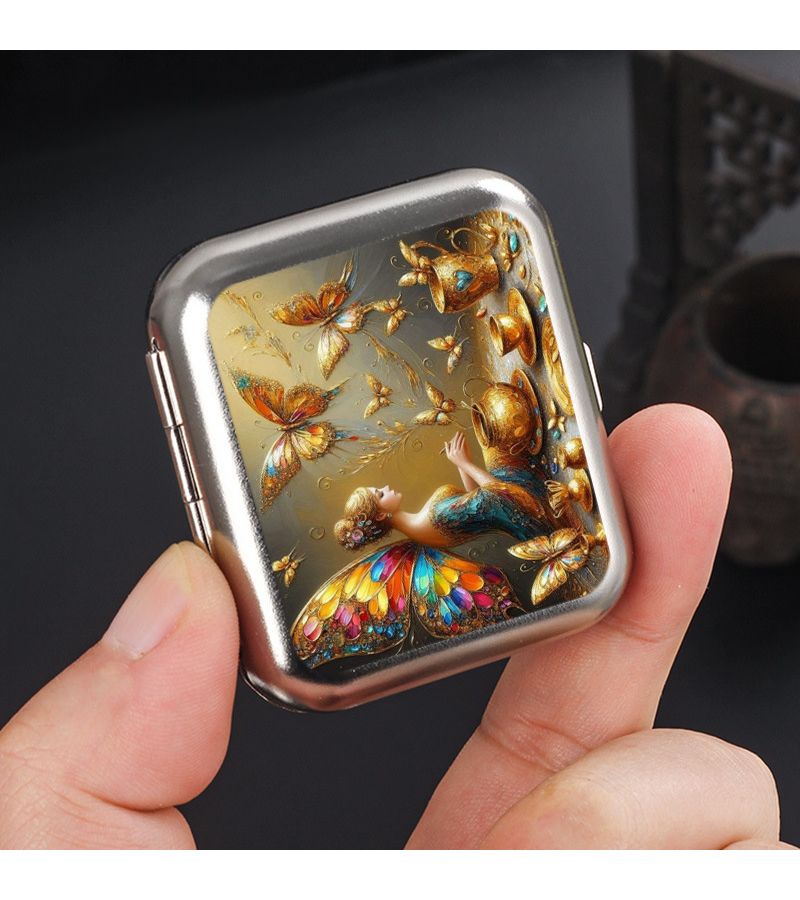Metallic Color Butterfly Mini Ashtray Portable Outdoor Pocket Car Smoking Accessories - Image 3