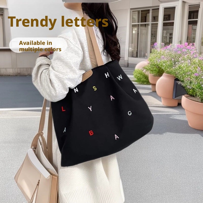 Large Capacity Tote Bag for Women 2026 Letter Print Handbag - Image 2