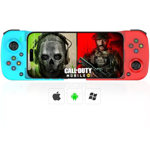 Megadream Mobile Game Controller Gamepad for iPhone iOS Android PC: Works with iPhone 16/15/14/13/12/11, iPad, Samsung Galaxy, TCL, Tablet, Call of Duty, Diablo Immortal - Directly Play (Blue+Red2) - Image 1