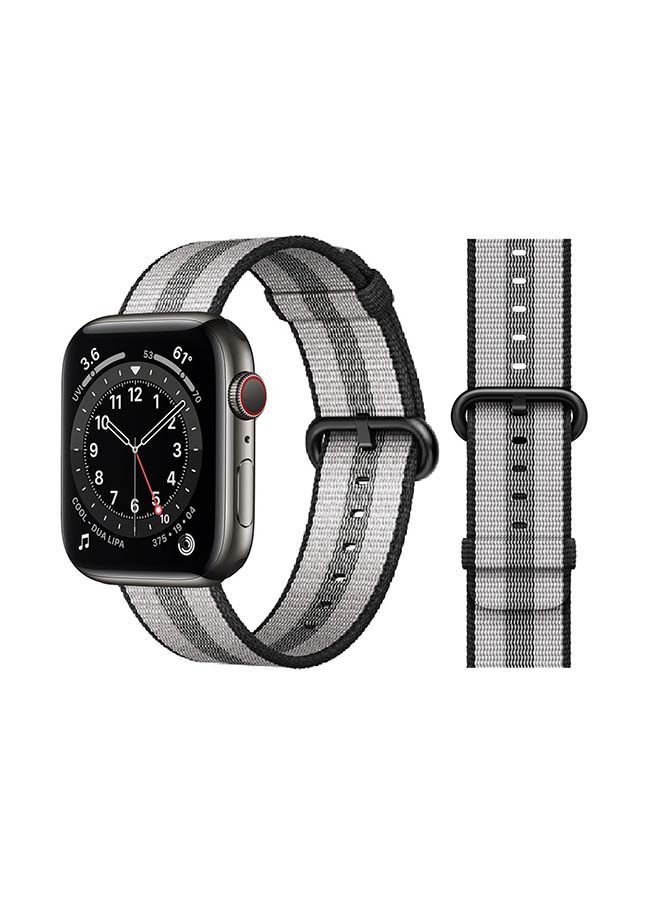 NIBEMINENT Nylon Replacement Band For Apple Watch Series 6/SE/5/4/3/2/1 Black Stripe