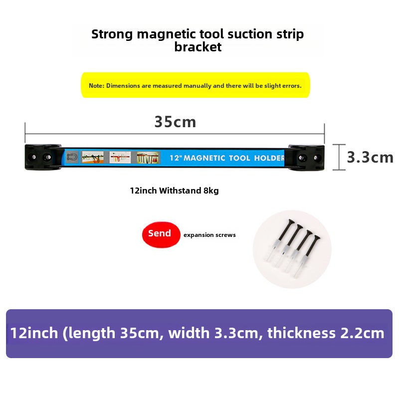Strong magnetic force tool strip magnetic sticker magnet hardware knife kitchenware iron product storage magnetic rack magnetic tool holder(12-inch magnetic tool holder) - Image 1
