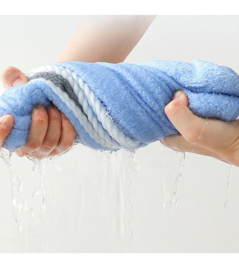 Pink and White Thick Absorbent Hair Towel Double Sided Use with Rippled Edge for Quick Drying 2 Pack - Image 3