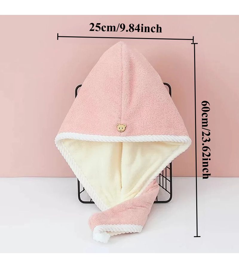 Pink and White Thick Absorbent Hair Towel Double Sided Use with Rippled Edge for Quick Drying 2 Pack - Image 2