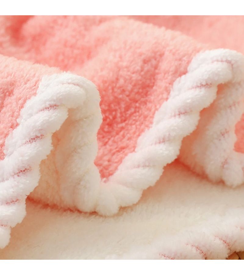 Pink and White Thick Absorbent Hair Towel Double Sided Use with Rippled Edge for Quick Drying 2 Pack - Image 5