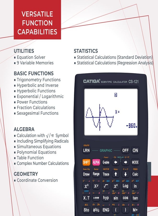 CATIGA Scientific Calculators with Graphic Functions, Graphing Calculators with Multiple Modes, Scientific Calculators for Students, High School or College Courses, Calculadora Cientifica, CS-121 - Image 4