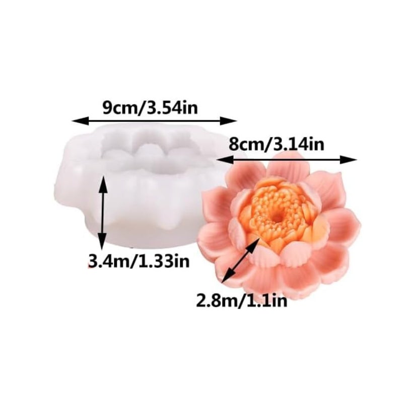 Skytail Skytail Lotus Chrysanthemum Flower Silicone Candle Mould for Making Scented Candle Wax Waxmelts Aromatherapy Chocolate Candy Cake Decoration Cupcake Resin Crafts Home Decor Party Gifts Molds Soap  - Image 2