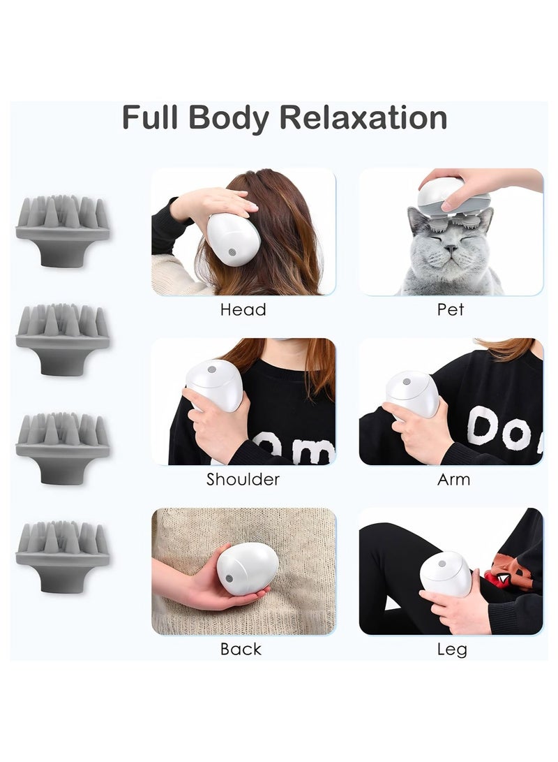 Electric Scalp Massager for Hair Growth – Portable Waterproof Head Massager with 3 Modes & 4 Massage Heads, Deep Cleaning Scalp Massager for Stress Relief, Pet Massager for Dogs & Cats - Image 5