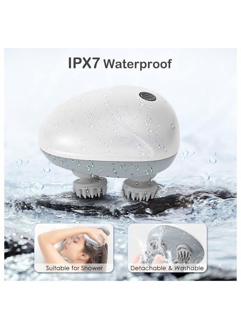 Electric Scalp Massager for Hair Growth – Portable Waterproof Head Massager with 3 Modes & 4 Massage Heads, Deep Cleaning Scalp Massager for Stress Relief, Pet Massager for Dogs & Cats - Image 4