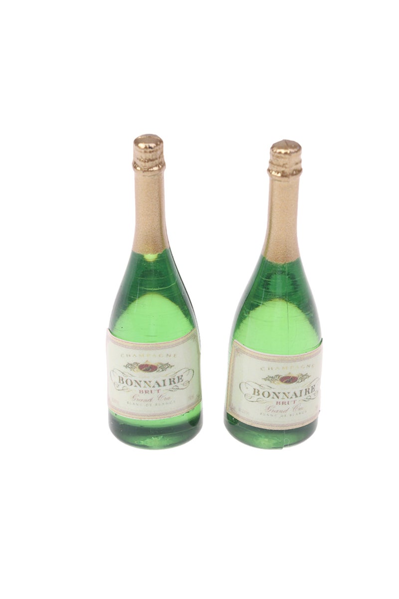 as pic New 2Pcs Dollhouse Miniature Vitreous Champagne Bottles Glass Liquor Bottles Mini Wine Drink