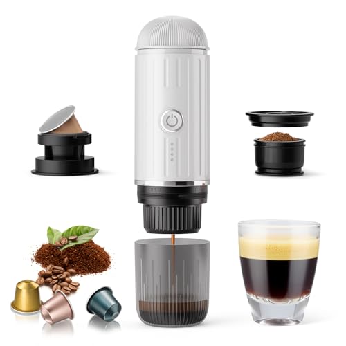 RECAFIMIL Portable Electric Espresso Coffee Maker for Ground Coffee & NS Capsule Espresso Machine Fast Self-Heating Technology‌ with USB-C Perfect for RV, Hiking, Camping, Office & On-the-Go Lifestyles, White - Image 1