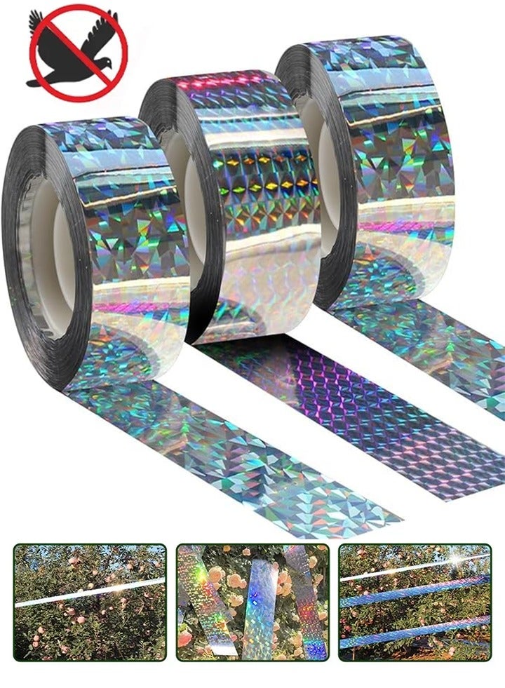 3 Pieces,Anti Bird,Pigeon Repellent Tape Bird Scare Tape Flashing Reflective Tape Double sided Bird Repeller Pest Control Ribbon, 80m x 2.4cm,Garden Tools for Gardens and Farms - Image 1