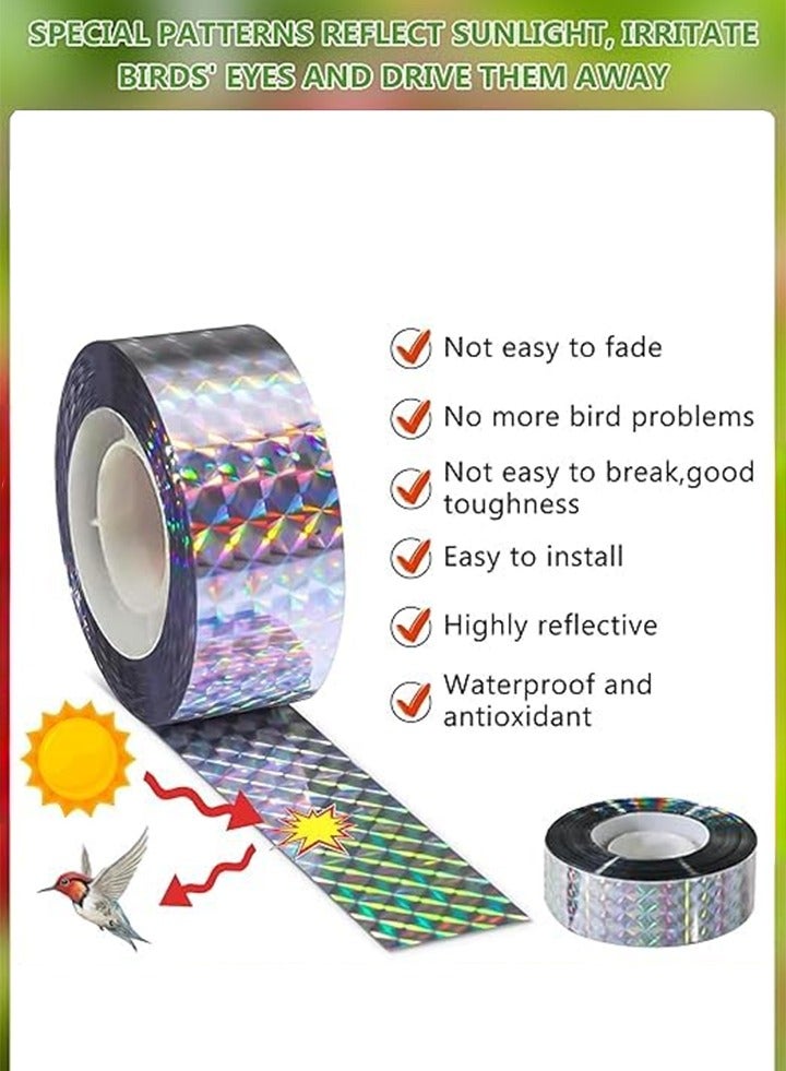 3 Pieces,Anti Bird,Pigeon Repellent Tape Bird Scare Tape Flashing Reflective Tape Double sided Bird Repeller Pest Control Ribbon, 80m x 2.4cm,Garden Tools for Gardens and Farms - Image 3