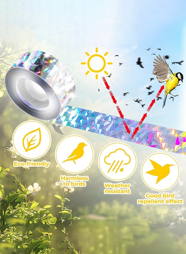 3 Pieces,Anti Bird,Pigeon Repellent Tape Bird Scare Tape Flashing Reflective Tape Double sided Bird Repeller Pest Control Ribbon, 80m x 2.4cm,Garden Tools for Gardens and Farms - Image 4