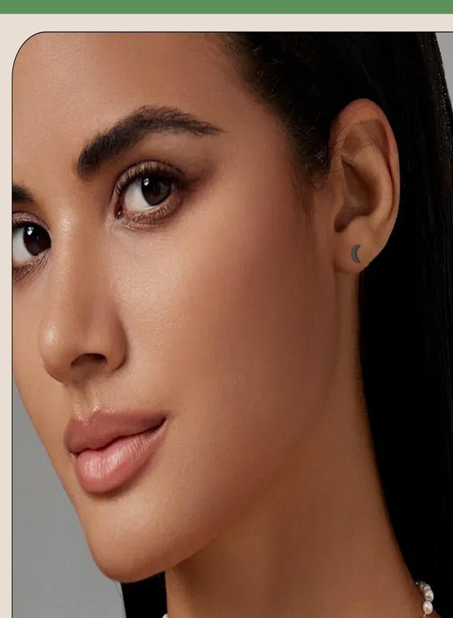 ZDE Women Flat Back Moon Earrings Non-Nickel Earrings Titanium Hypoallergenic Cartilage Earrings Stud for Sensitive Ears Simple Classic 5mm Flat Stud Earring, 5MM, Titanium, No Gemstone - Image 4
