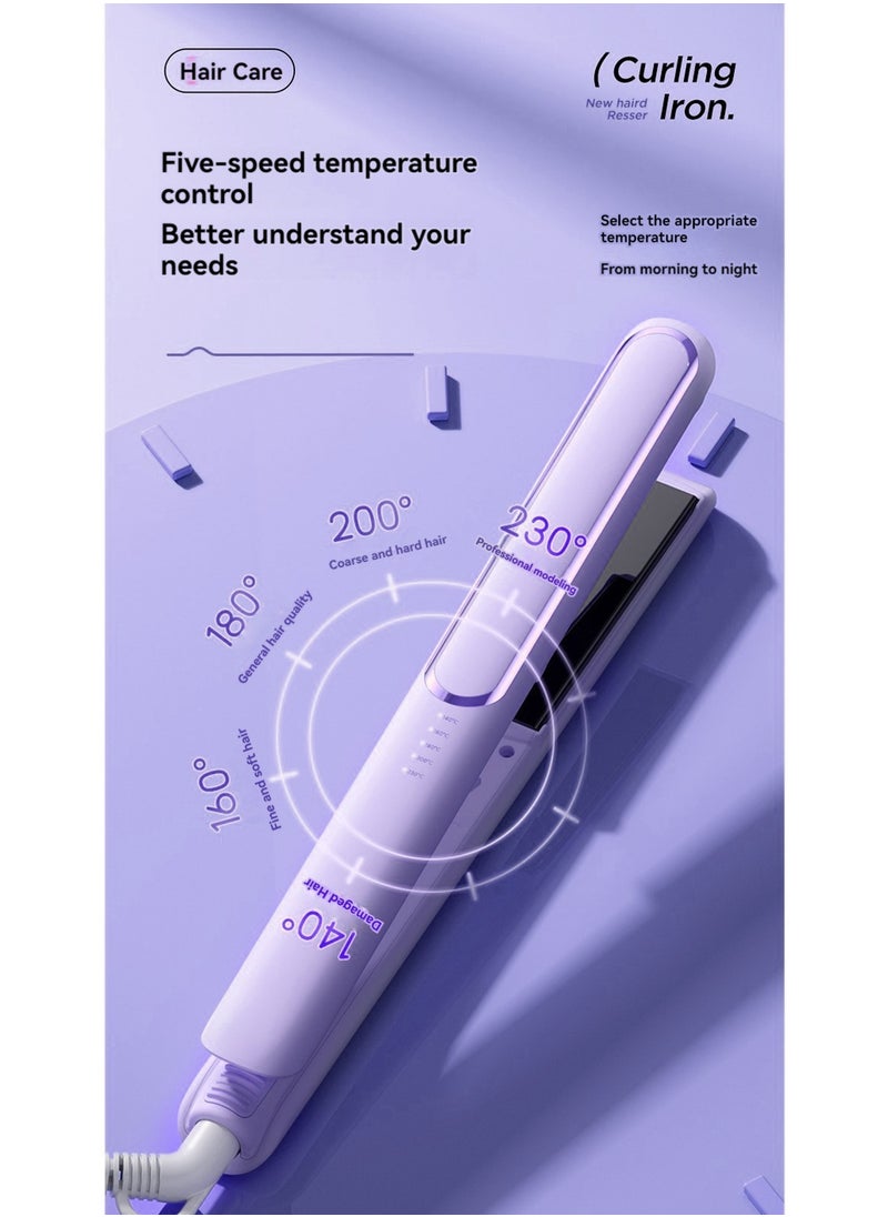 KADRAMA - Hair Straightener or 30mm Curling Iron  2 in 1 , Anion Hair Care, 5-Gear Temperature 140°-230°, Fast Heat-up, Long-lasting Modeling for Hair Styling(Purple) - Image 1