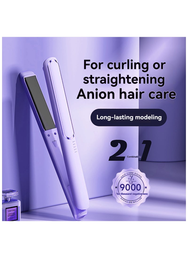 KADRAMA - Hair Straightener or 30mm Curling Iron  2 in 1 , Anion Hair Care, 5-Gear Temperature 140°-230°, Fast Heat-up, Long-lasting Modeling for Hair Styling(Purple) - Image 1