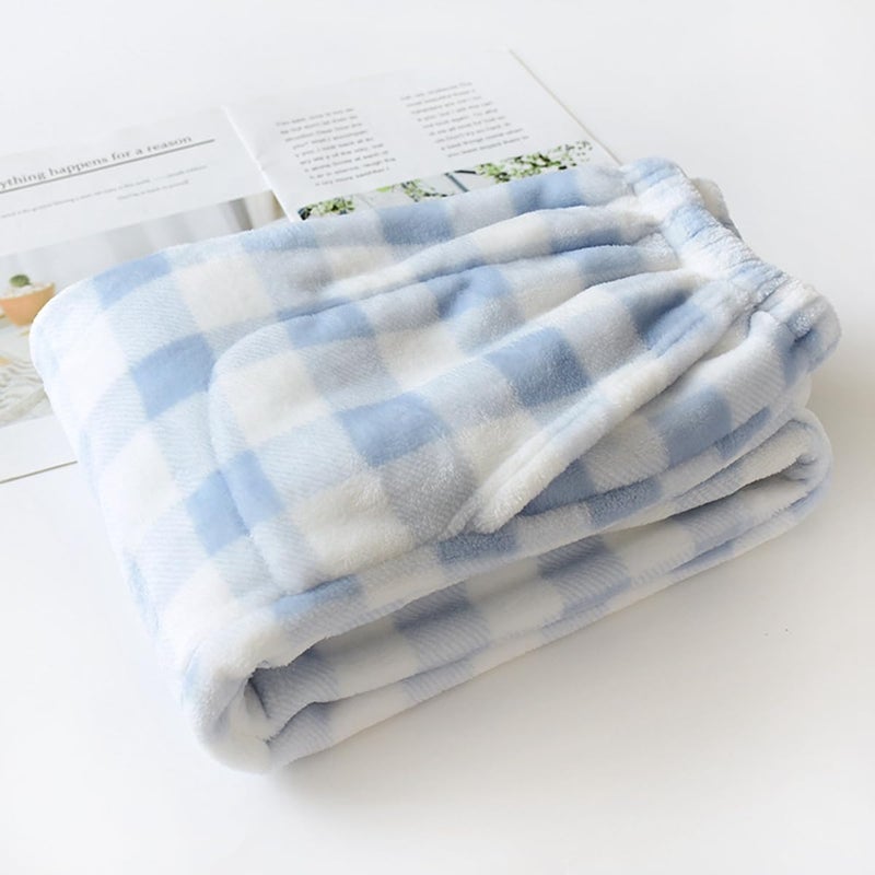 codcm Womens Plaid Fluffy Pajama Pants Fuzzy Fleece Cozy Lounge Pants with Pockets Winter Warm Pj Bottoms(Blue Close,Medium) - Image 3