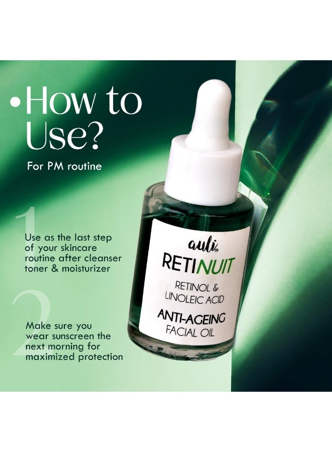 AULI LIFESTYLE Retinuit 0.3% Retinol Face Oil for Anti - Ageing, Reduce Fine Lines & Wrinkles, for Women, All Skin Type, 30ML - Image 2
