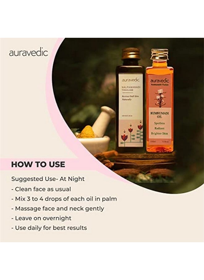 Auravedic Kumkumadi Tailam For Face Kumkumadi Face Oil For Glowing Skin Nalpamaradi Thailam 100 Ml Pack Of 2 Face Serum Oil Nalpamaradi Oil Kumkumadi Oil Face Body Oil For Women Men  - Image 3