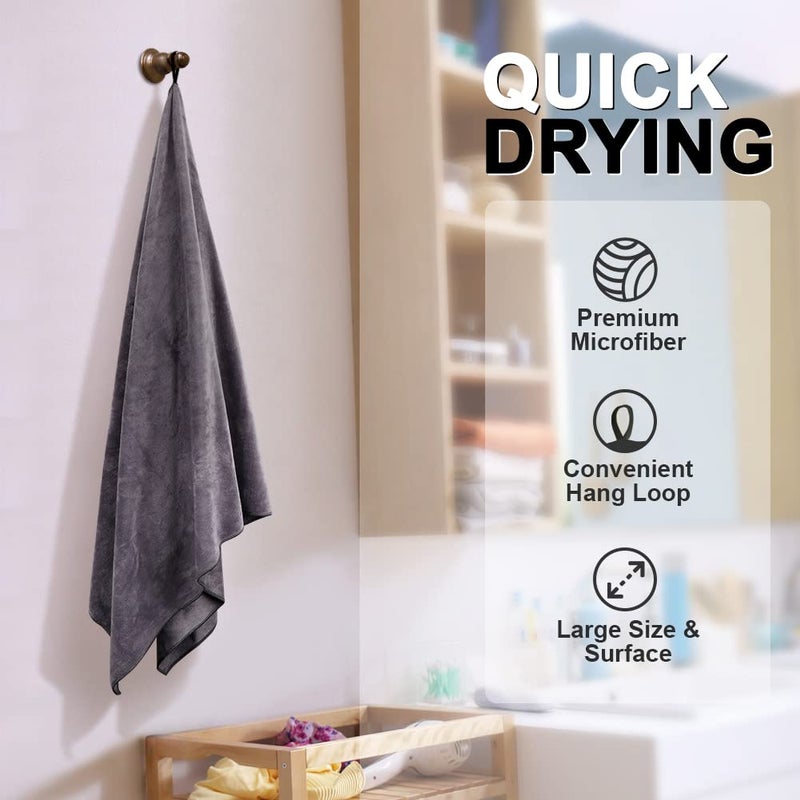 Orighty Bath Towels Pack of 2 - Soft Feel Grey Bath Towel Sets, Highly Absorbent Microfiber Towels for Body, Quick Drying, Microfiber Towel for Sport, Yoga, SPA, Fitness, (27â€™â€™ x 54â€™â€™) - Image 5