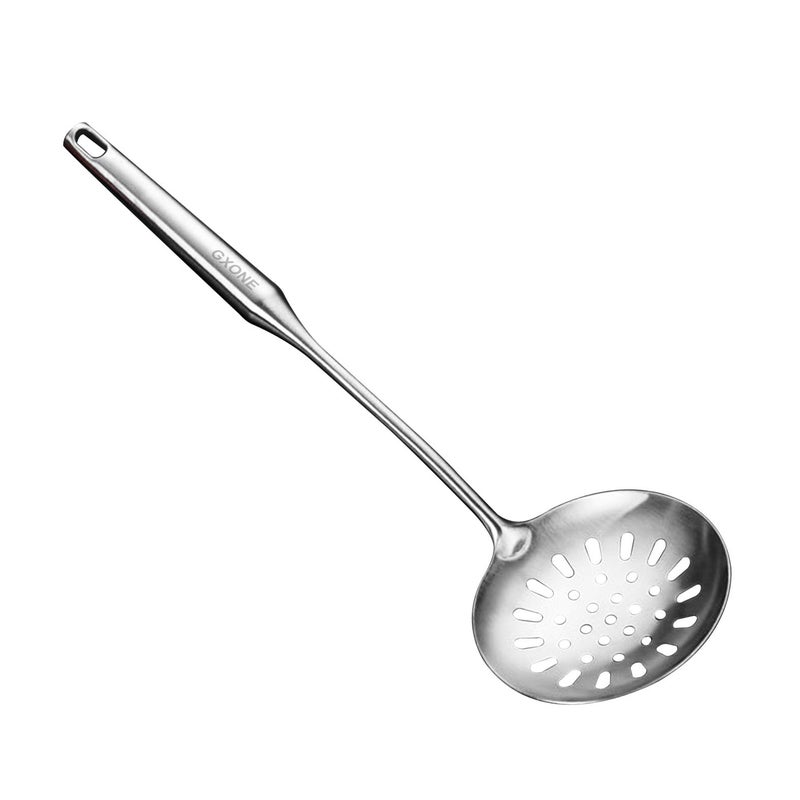 Skimmer Slotted Spoon304 Stainless Steel Slotted Spoon Handle Mesh Food Strainer Stainless Steel Colander with Hollow Handle Heat Resistant Cooking ToolSilver151Inch