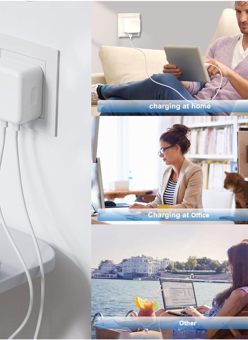 شاحن سريع بقوة 35 وات لهاتف iPhone بمنفذين من النوع C مع كابل Lightning سريع بطول 1 متر، شاحن من النوع C بمقبس USB C قابل للطي متوافق مع iPhone 14/14Pro/14Pro Max/14 Plus/13Pro Max/13 Pro/13/12/11/XS iPad Mini 6/ iPad Pro الجديد
