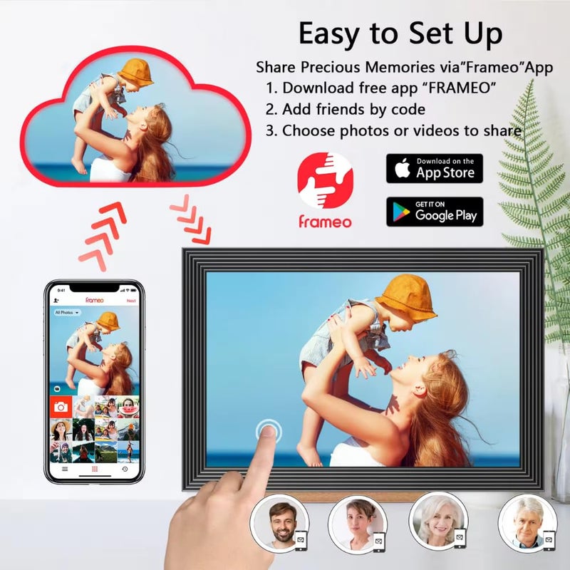 miracle digital Frameo 10.1 Inch Digital Picture Frames Smart WiFi Digital Photo Frame with 1280x800 IPS Touch Screen HD, 32GB Memory, Auto-Rotate, Wall Mountable, Share Moments Instantly via Frameo App from Anywhere - Image 2