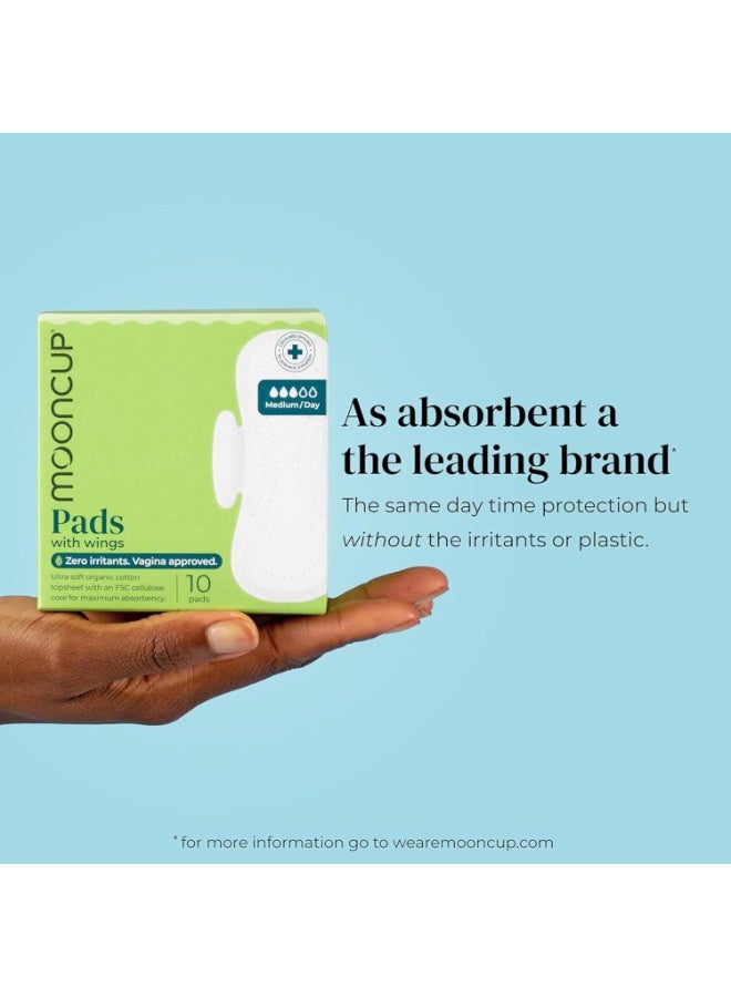 Mooncup Medium / Day Flow Ultra Soft Organic Cotton Pads With Wings Extra Long 10 Pads - Image 2
