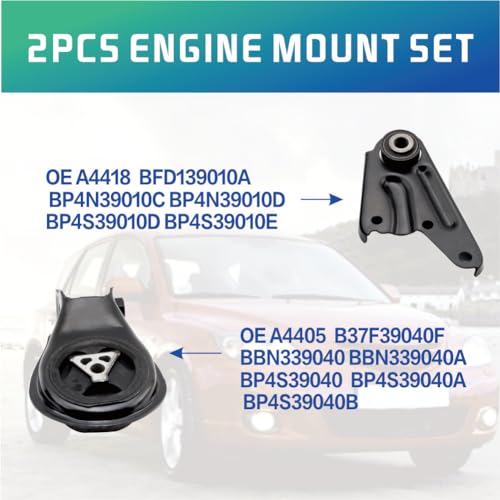 YBDDZH Engine Motor and Transmission Mount Kit Compatible with 2004-2013 Mazda 3 2.0L 2.3L & 2009-2013 Mazda 3 2.5L & 2006-2015 Mazda 5 2.3L Automatic OE A4405 B37F39040F A4418 BFD139010A Set of 2 - Image 3