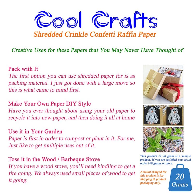 Cool Crafts ورق كرافت ممزق ملون للتزيين - ورق رافيا لتغليف الهدايا، تعبئة الصناديق، زينة عيد الفصح وعيد الميلاد (وردي، منتج عينة) - Image 2
