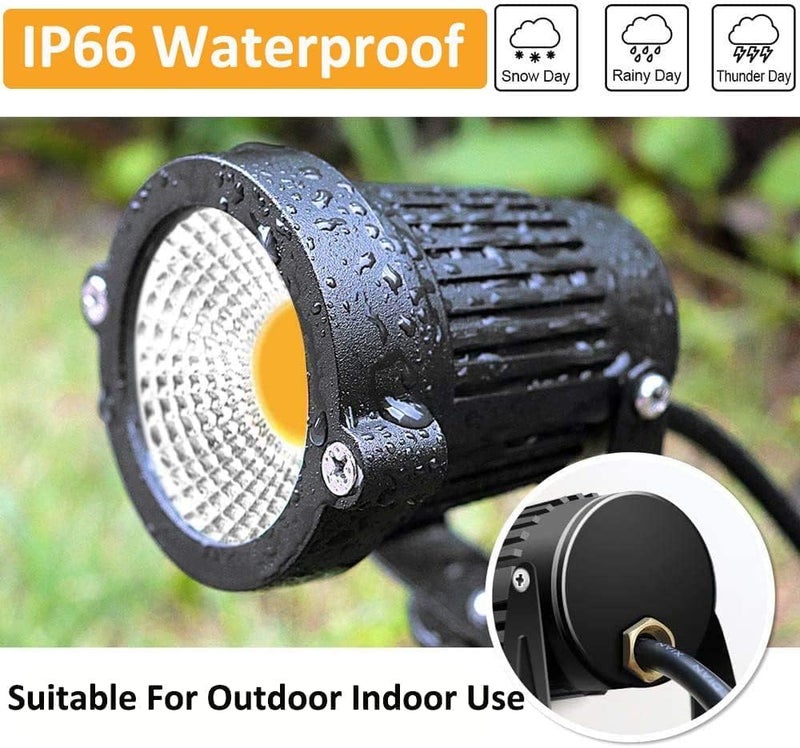 ZUCKEO 5W LED Landscape Spotlight - 12V/24V Low Voltage Garden Light, Warm White, 6 Pack - Image 3