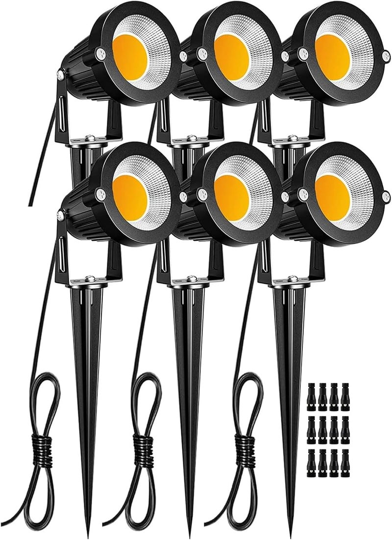 ZUCKEO 5W LED Landscape Spotlight - 12V/24V Low Voltage Garden Light, Warm White, 6 Pack - Image 1